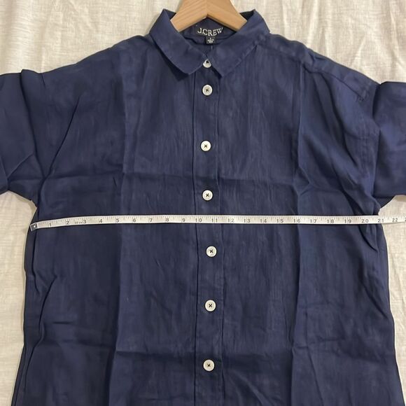 J. Crew Linen Shirt Dress Midi Relaxed-fit short-sleeve - Picture 10 of 11